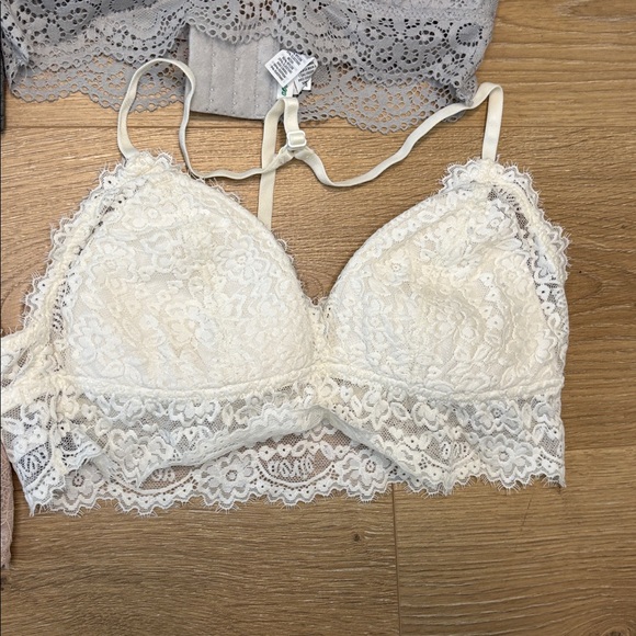 Free People Free Press Aerie Lace Bralettes Set Charcoal, Gray, Blush, Ivory S - Picture 5 of 9